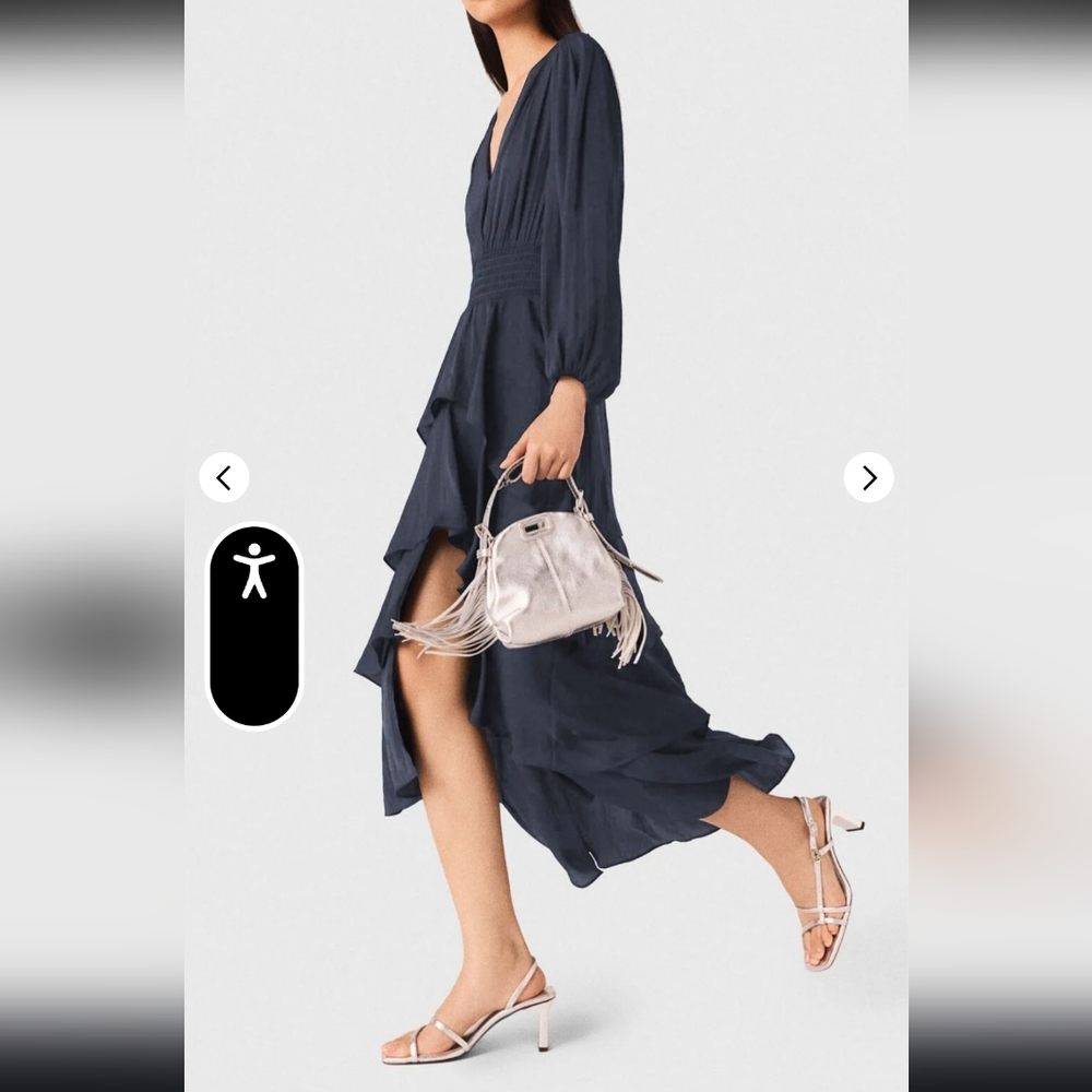 Maje Navy Ruffled‎ Maxi Dress - Picture 9 of 16